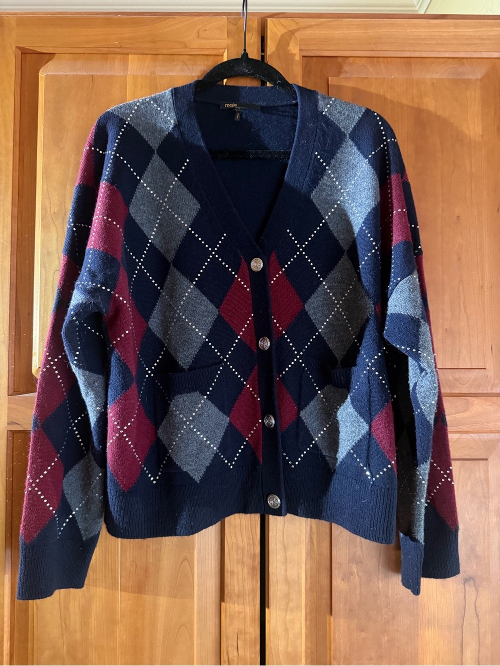 Maje Wool Rhinestone Cardigan - Picture 4 of 8